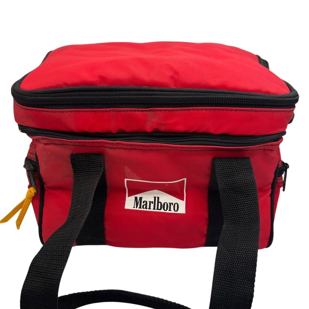 Vintage Marlboro Adventure Team Red Soft Cooler Bag Insulated Lunch Box 90s